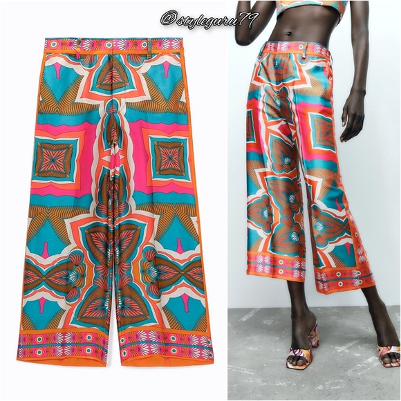 Zara Pants - NWT, ZARA, PRINTED WIDE LEG TROUSERS
